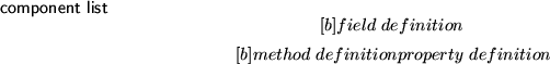 \begin{syntdiag}\setlength{\sdmidskip}{.5em}\sffamily\sloppy \synt{method\ defin...
...\begin{displaymath}\synt{call\ modifiers} \lit*; \end{displaymath}\end{syntdiag}